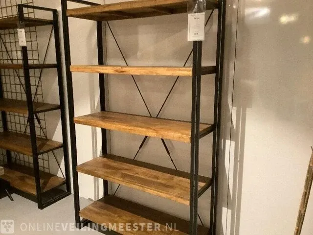 Wandrek mango hout met staal milan 120 cm, bruin/zwart - afbeelding 2 van  4