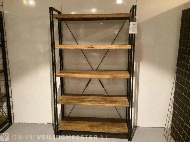 Wandrek mango hout met staal milan 120 cm, bruin/zwart - afbeelding 1 van  6