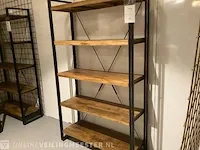 Wandrek mango hout met staal milan 120 cm, bruin/zwart - afbeelding 2 van  6
