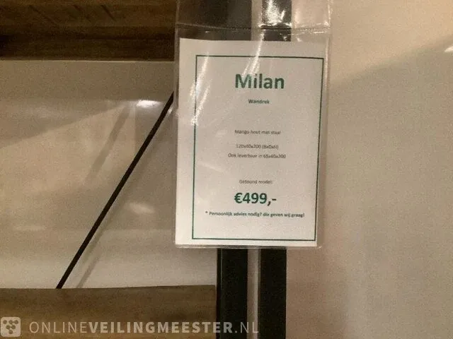 Wandrek mango hout met staal milan 120 cm, bruin/zwart - afbeelding 3 van  6