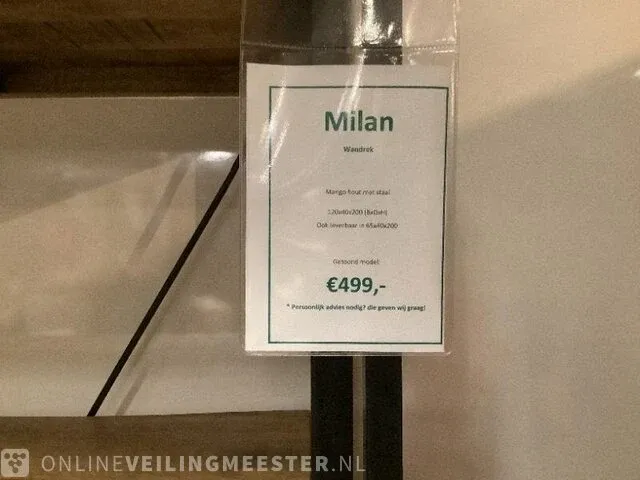 Wandrek mango hout met staal milan 120 cm, bruin/zwart - afbeelding 4 van  6