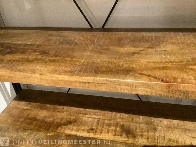 Wandrek mango hout met staal milan 120 cm, bruin/zwart - afbeelding 5 van  6