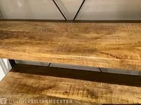 Wandrek mango hout met staal milan 120 cm, bruin/zwart - afbeelding 5 van  6