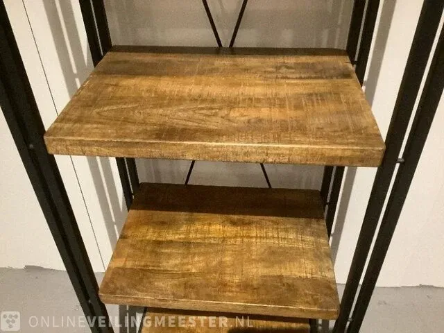 Wandrek mango hout met staal milan 65 cm, bruin/zwart - afbeelding 2 van  4