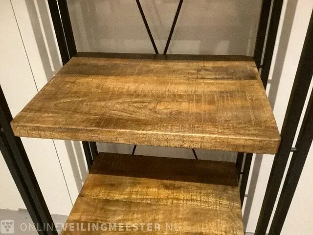 Wandrek mango hout met staal milan 65 cm, bruin/zwart - afbeelding 2 van  4