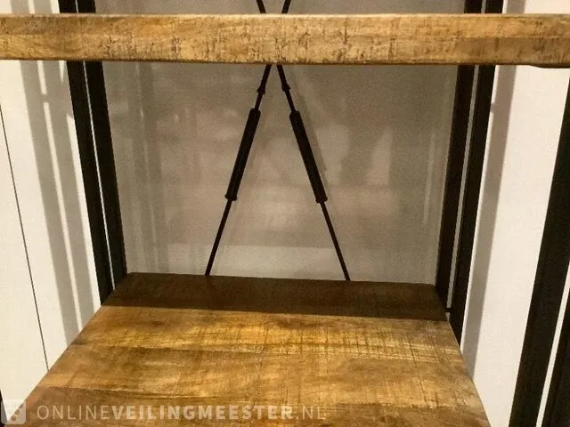 Wandrek mango hout met staal milan 65 cm, bruin/zwart - afbeelding 3 van  4