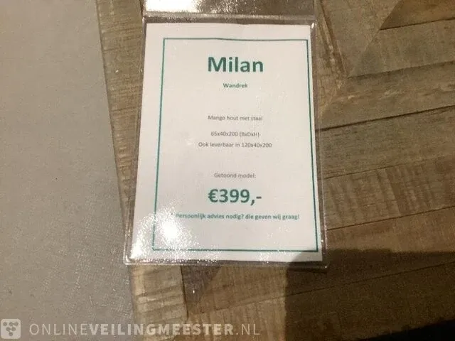 Wandrek mango hout met staal milan 65 cm, bruin/zwart - afbeelding 4 van  4