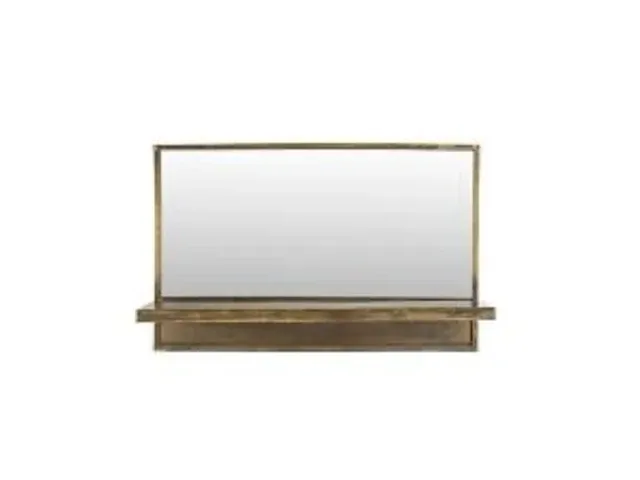 Wandspiegel met plank lef collections, alex, brass - afbeelding 1 van  3