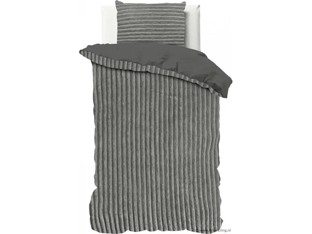 Warm wollig teddy dekbedovertrek 140x220cm grijs - afbeelding 1 van  8