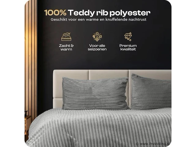 Warm wollig teddy dekbedovertrek 140x220cm grijs - afbeelding 6 van  8