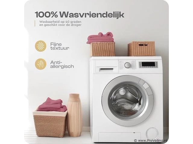 Warm wollig teddy dekbedovertrek 140x220cm oud roze - afbeelding 6 van  8