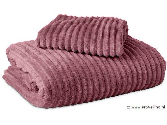 Warm wollig teddy dekbedovertrek 140x220cm oud roze - afbeelding 8 van  8
