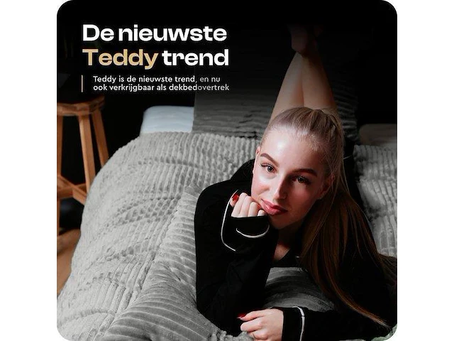 Warm wollig teddy dekbedovertrek 200x220cm grijs - afbeelding 3 van  7