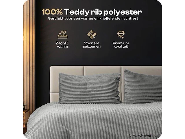 Warm wollig teddy dekbedovertrek 200x220cm grijs - afbeelding 4 van  7