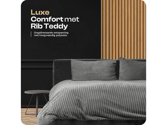 Warm wollig teddy dekbedovertrek 200x220cm grijs - afbeelding 5 van  7