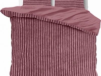 Warm wollig teddy dekbedovertrek 200x220cm oud roze - afbeelding 1 van  8