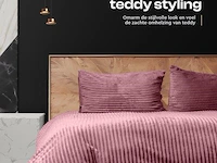 Warm wollig teddy dekbedovertrek 200x220cm oud roze - afbeelding 5 van  8
