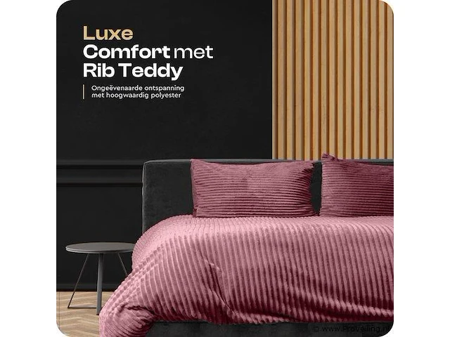 Warm wollig teddy dekbedovertrek 200x220cm oud roze - afbeelding 8 van  8
