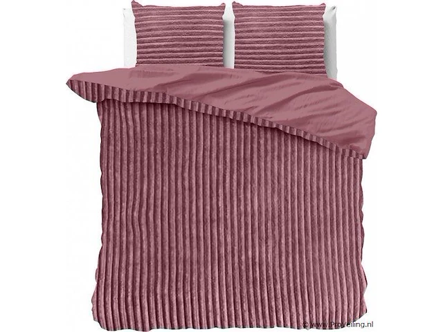 Warm wollig teddy dekbedovertrek 240x220cm oud roze - afbeelding 1 van  8