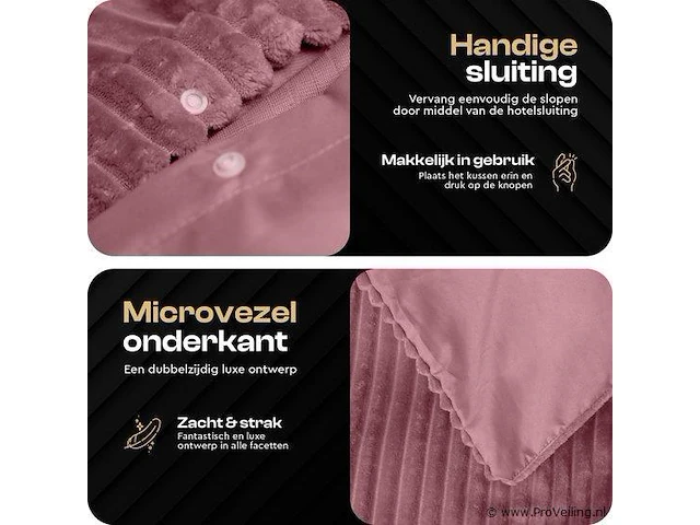 Warm wollig teddy dekbedovertrek 240x220cm oud roze - afbeelding 7 van  8