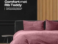 Warm wollig teddy dekbedovertrek 240x220cm oud roze - afbeelding 8 van  8