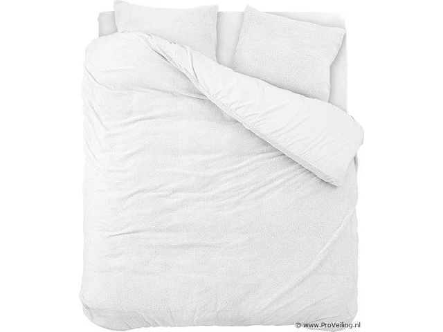 Warm wollig teddy dekbedovertrek 240x220cm oud roze - afbeelding 1 van  6