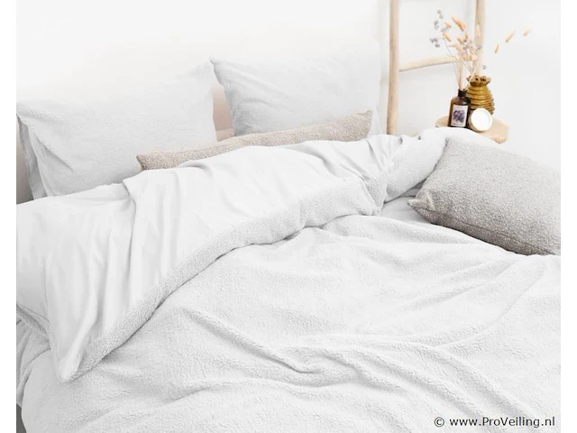Warm wollig teddy dekbedovertrek 240x220cm oud roze - afbeelding 2 van  6
