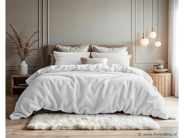 Warm wollig teddy dekbedovertrek 240x220cm oud roze - afbeelding 6 van  6