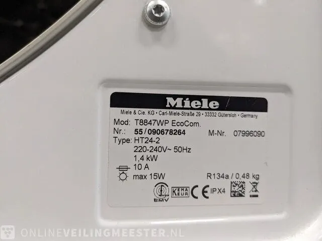 Warmtepomp droger a++ miele, t8847wp - afbeelding 8 van  9
