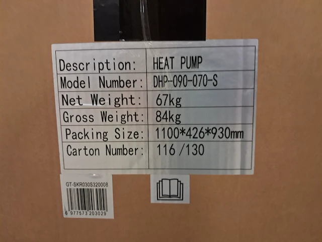 Warmtepomp split unit 7-9kw durawell, dhp-090-070-s, zwart, 2024 - afbeelding 3 van  3