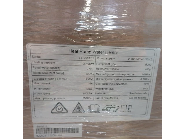 Warmtepompboiler, solareast, yt-270 r290 270 liter, wit, ca.2023 - afbeelding 4 van  4