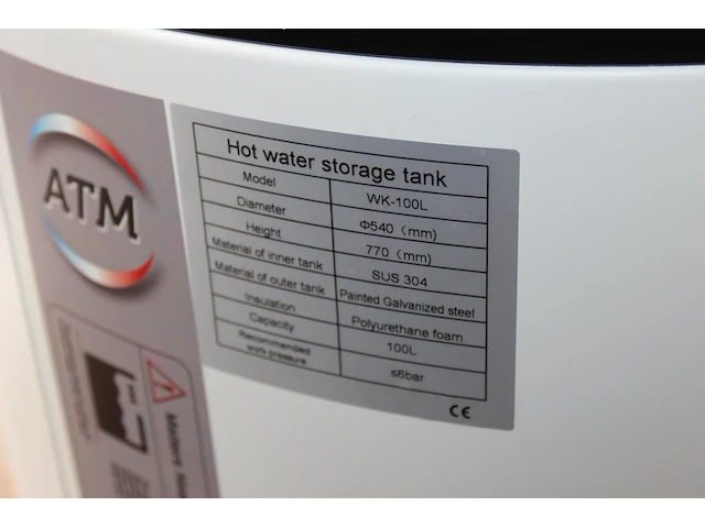 Warmwaterboiler buffervat atm model wk-100l doorsnede 54cm. hoogte 77 cm - afbeelding 3 van  3