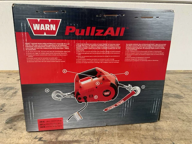 Warn pullzall elektrische hijslier 450kg / 230v / 4,6 mtr lierkabel - afbeelding 2 van  11