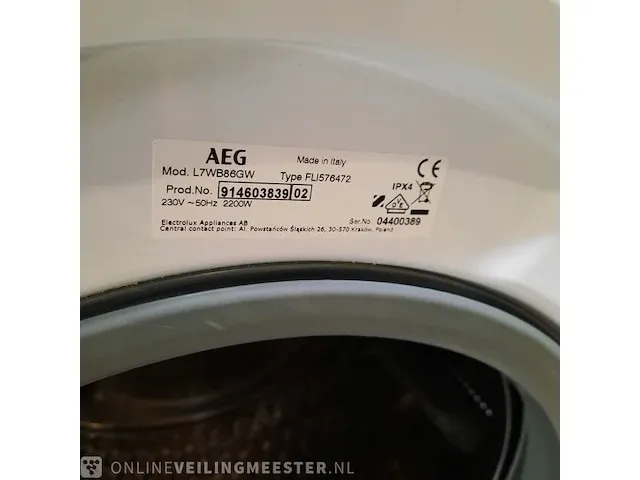 Was-droogcombinatie aeg, 7000 series kombi / l7wb86gw - afbeelding 10 van  10