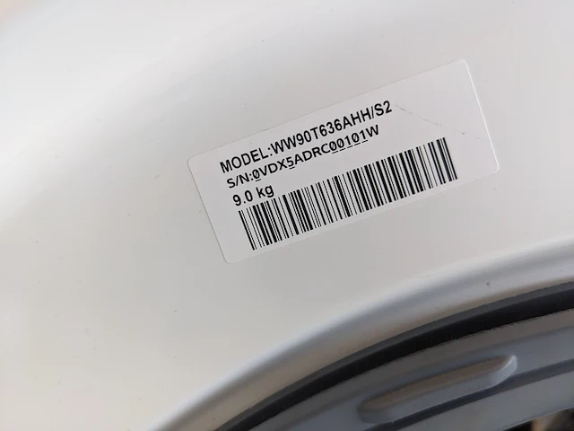 Wasautomaat 9.0 kg, samsung, ww90t636ahh, wit - afbeelding 9 van  10