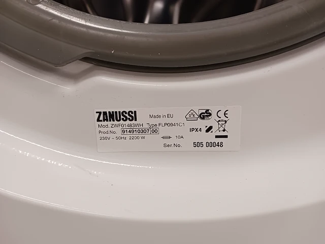 Wasmachine 10 kg zanussi, flp0641c1, wit - afbeelding 6 van  6