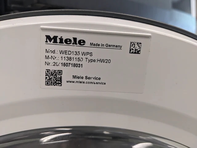 Wasmachine 8.0 kg, miele , wed135wps, wit - afbeelding 8 van  9