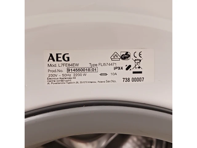 Wasmachine, aeg, l7fe84ew - afbeelding 9 van  12