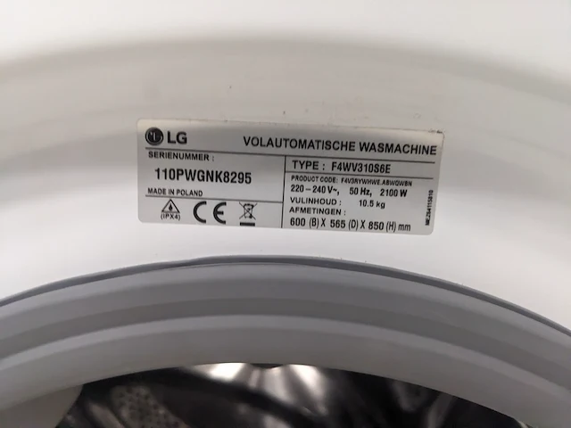 Wasmachine, lg, v4wv310s6e - afbeelding 8 van  9