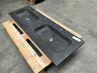Wastafel duo zwart 140cm steen - afbeelding 1 van  6