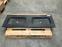 Wastafel duo zwart 140cm steen - afbeelding 2 van  6