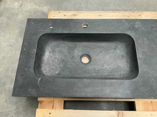 Wastafel duo zwart 140cm steen - afbeelding 3 van  6