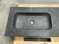 Wastafel duo zwart 140cm steen - afbeelding 3 van  6