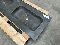 Wastafel duo zwart 140cm steen - afbeelding 4 van  6