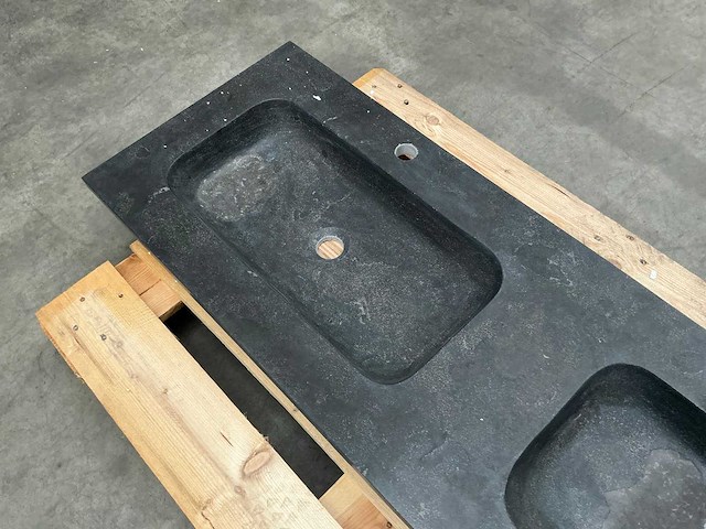 Wastafel duo zwart 140cm steen - afbeelding 5 van  6