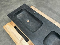 Wastafel duo zwart 140cm steen - afbeelding 5 van  6