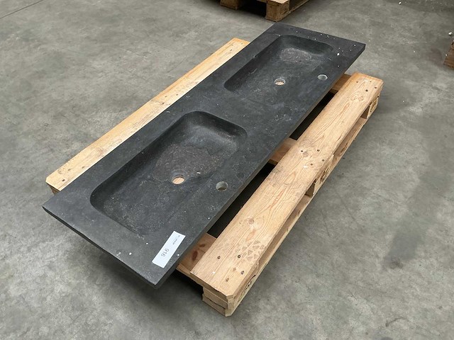 Wastafel duo zwart 140cm steen - afbeelding 6 van  6