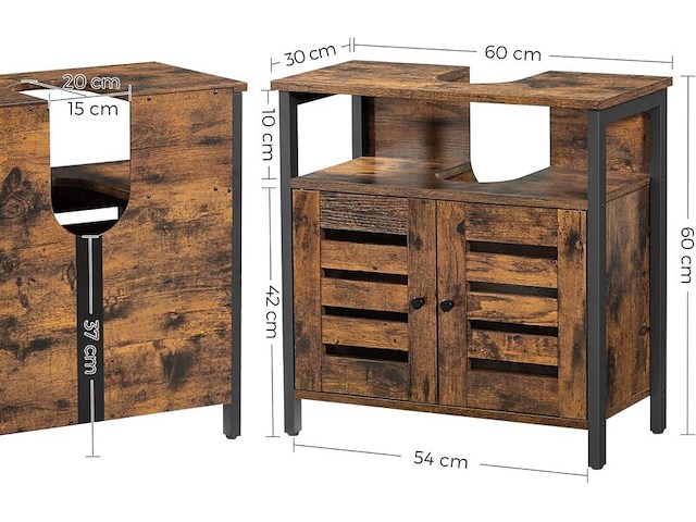 Wastafelonderkast 60x30x60 cm vasagle, bbc901b01 - afbeelding 2 van  4