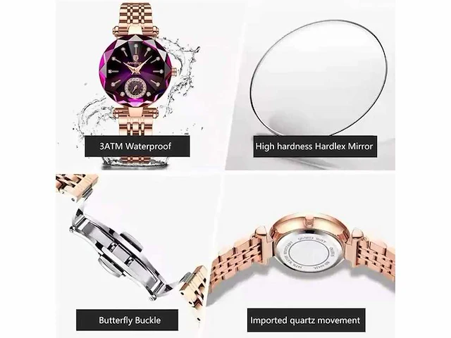 Watch for women luxury jewelry design rose gold - polshorloge - afbeelding 3 van  8