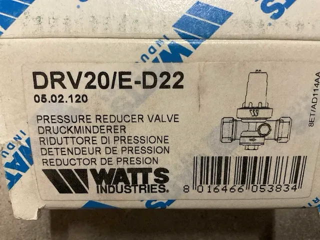Watts drv20/e-d22 05.02.120 reduceerventiel (8x) - afbeelding 2 van  2